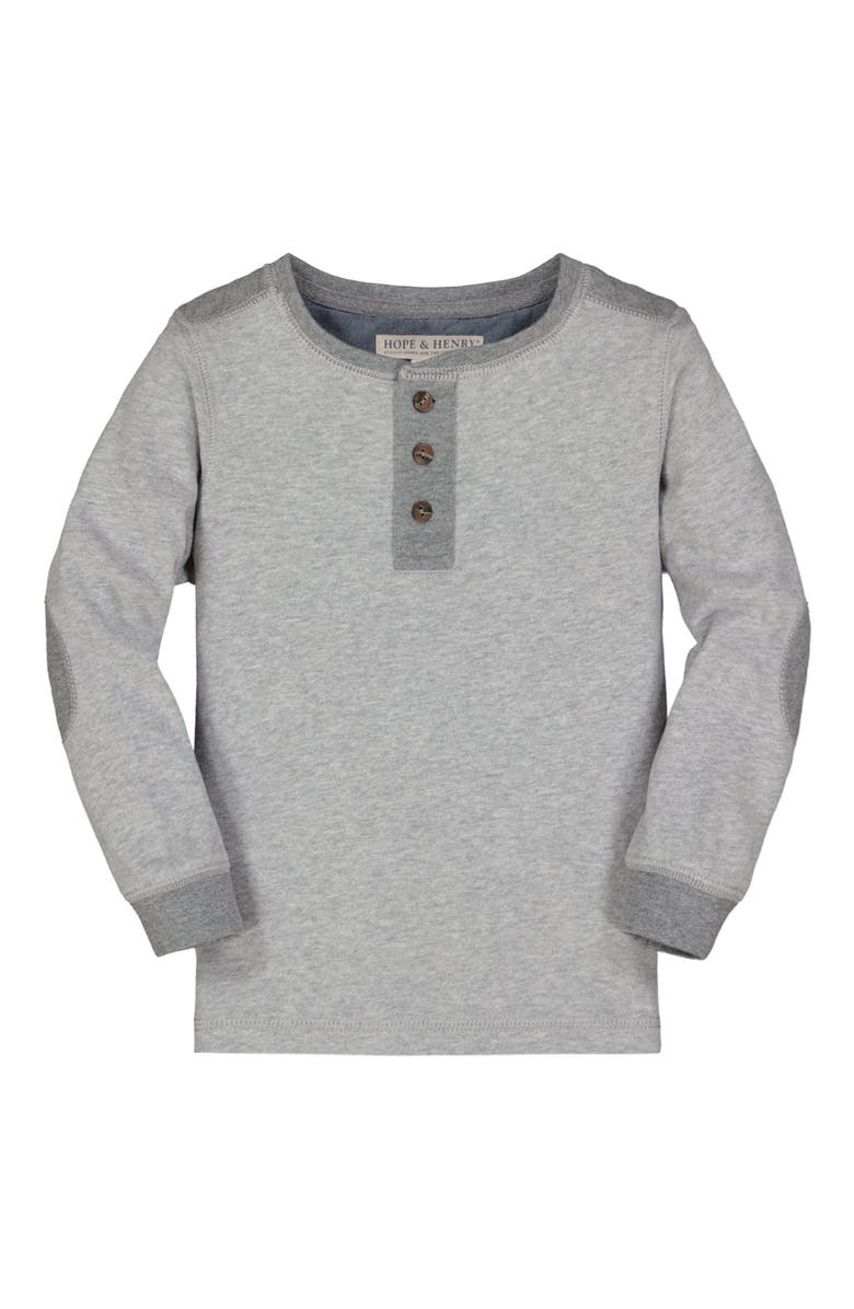 Hope & Henry Baby Boys' Quilted Henley Tee, Infant, Main, color, Gray Heather Quilted