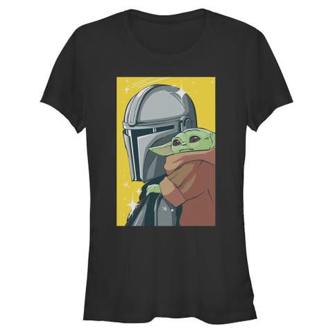 Junior's Star Wars The Mandalorian and Grogu Retro Animated The Child Art  Graphic T-Shirt