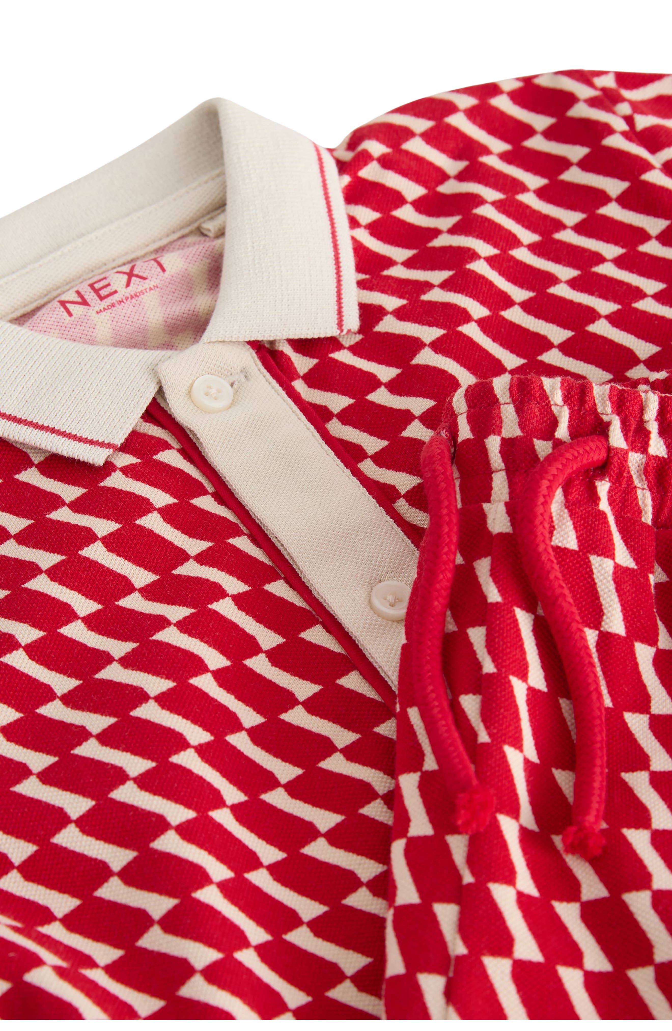 Детские NEXT Kids' Geo Cotton Button-Up Shirt & Shorts Set — фото 2