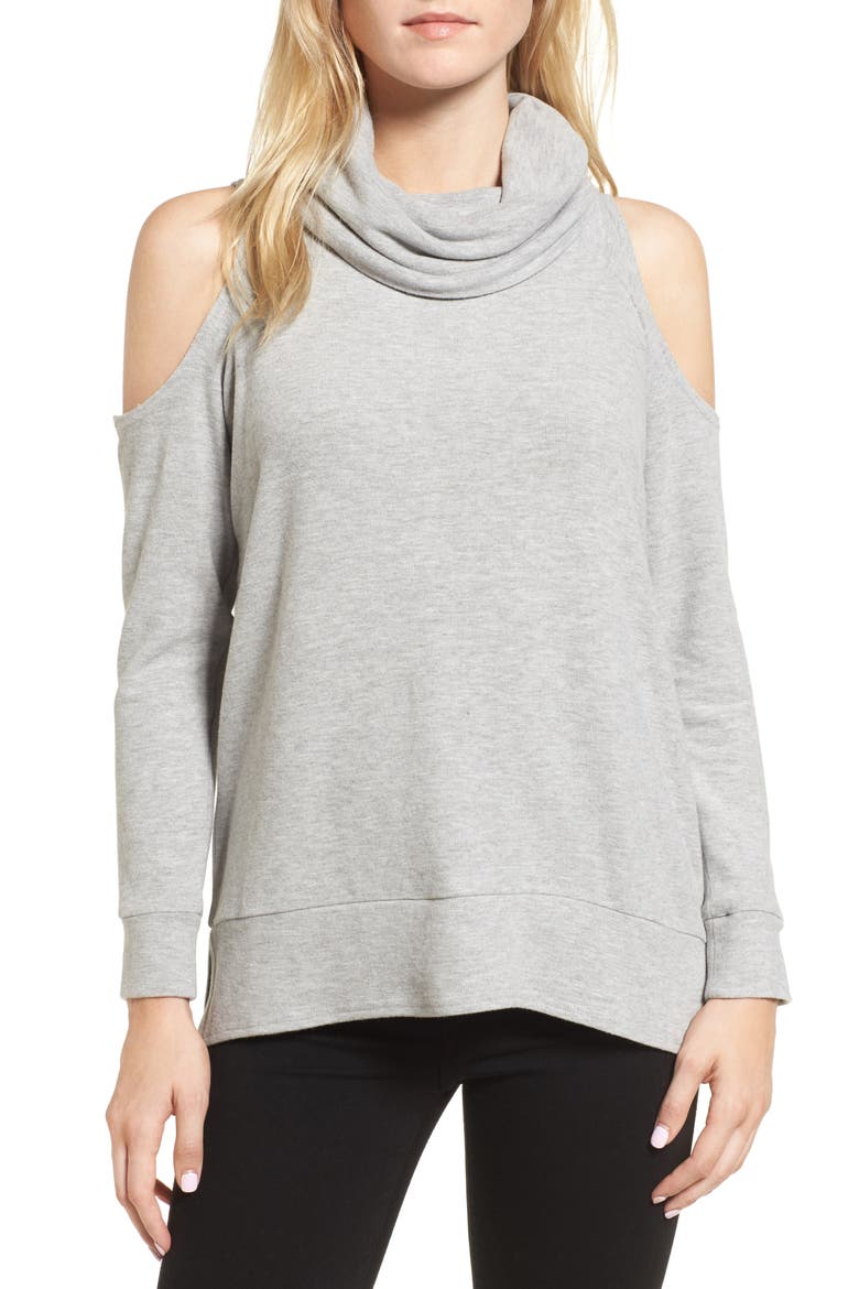 Malden Cold Shoulder Sweater, Main, color, MED HEATHER GREY