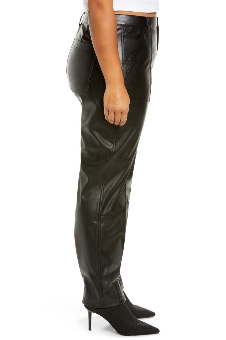 Tapered Leg Faux Leather Pants, Alternate, color, BLACK