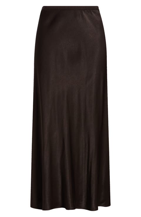 Bias Cut Satin Maxi Skirt