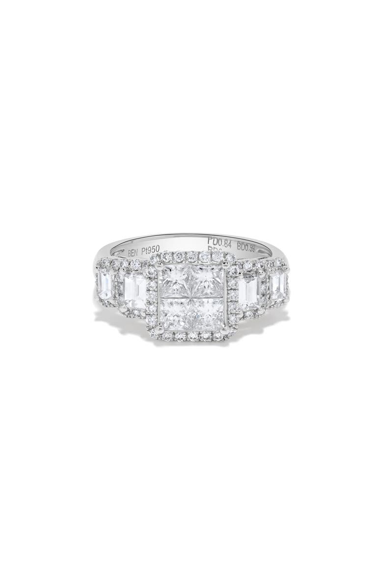 Princess Diamond Cluster Ring in Platinum, Alternate, color, Platinum