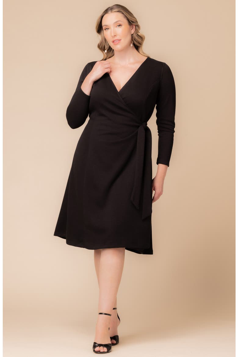 London Wrap Sweater Dress, Alternate, color, BLACK NOIR