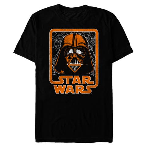 Men's Halloween Darth Vader Spider Webs Logo Short Sleeve Graphic T-shirt