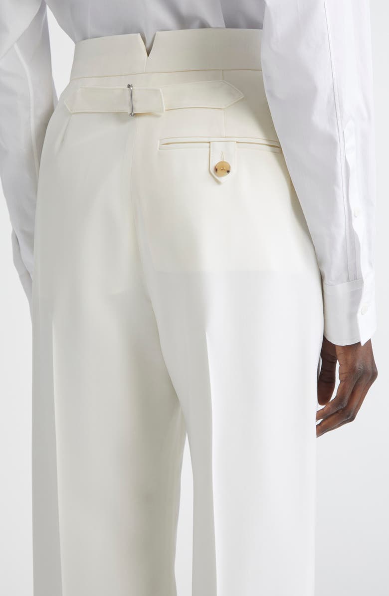 McQueen Wool Gabardine Wide Leg Pants, Alternate, color, Bone
