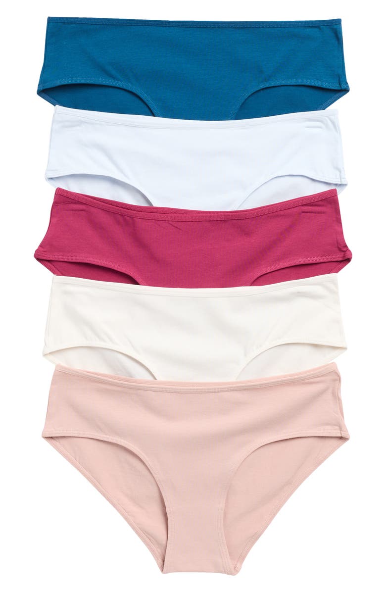 NORDSTROM RACK 5-Pack Stretch Hipster Briefs, Alternate, color, Blue Pink Multi