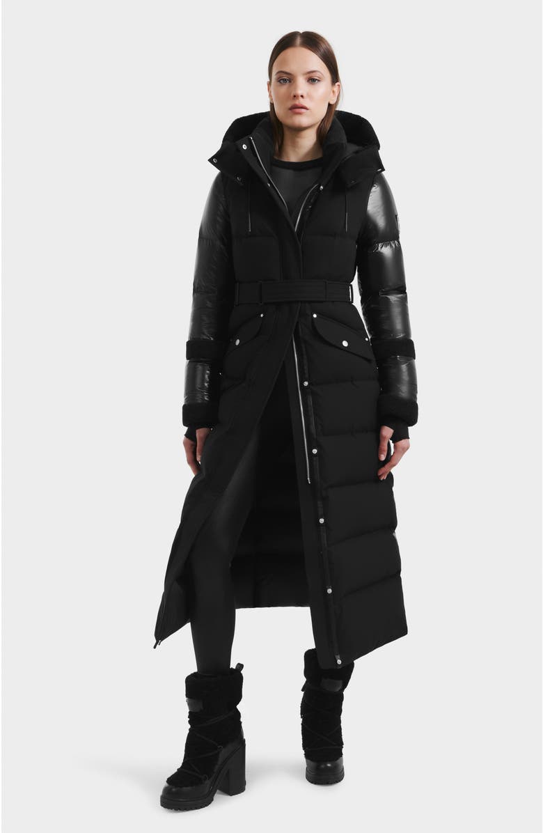 Rudsak Audrey Maxi Down Puffer with Faux Shearling Trim, Alternate, color, Black/Black