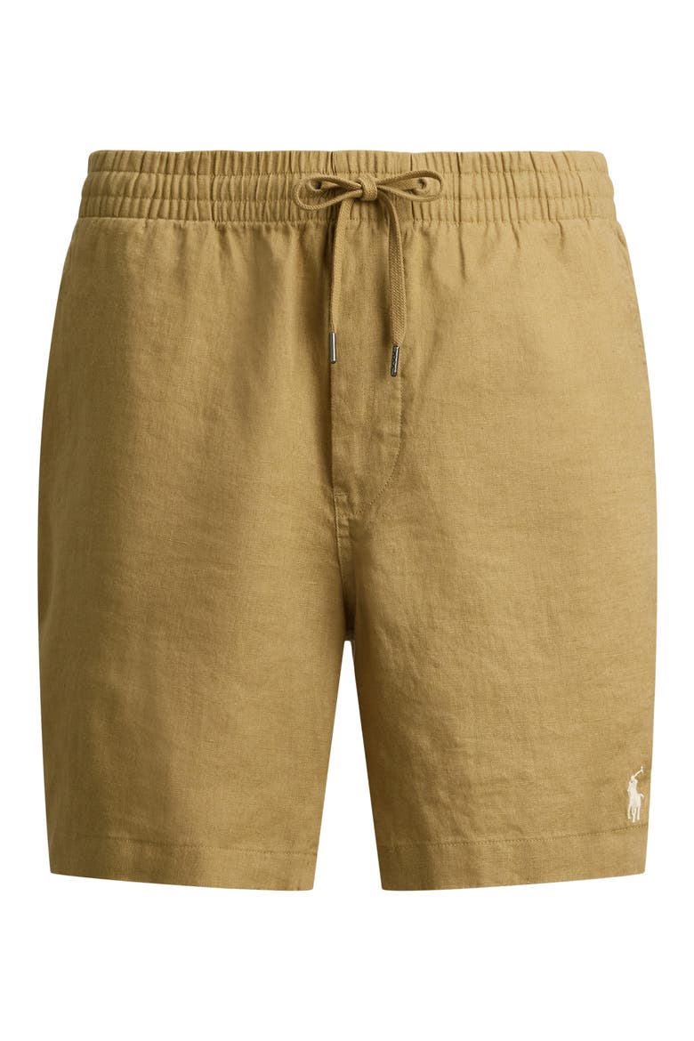 Polo Prepster 6-Inch Drawstring Linen Shorts, Alternate, color, CAFE TAN