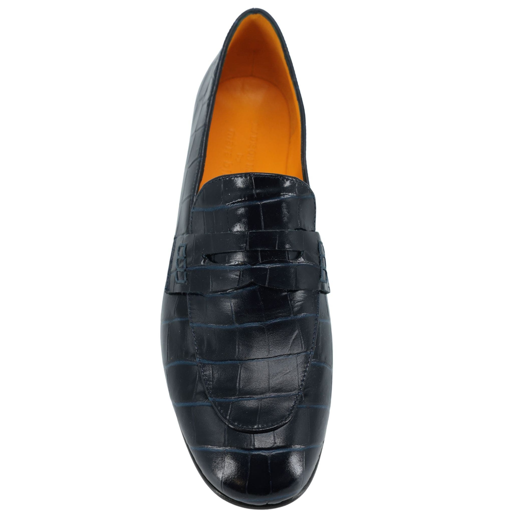 Flat Croc Embossed Loafer, Alternate, color, Navy