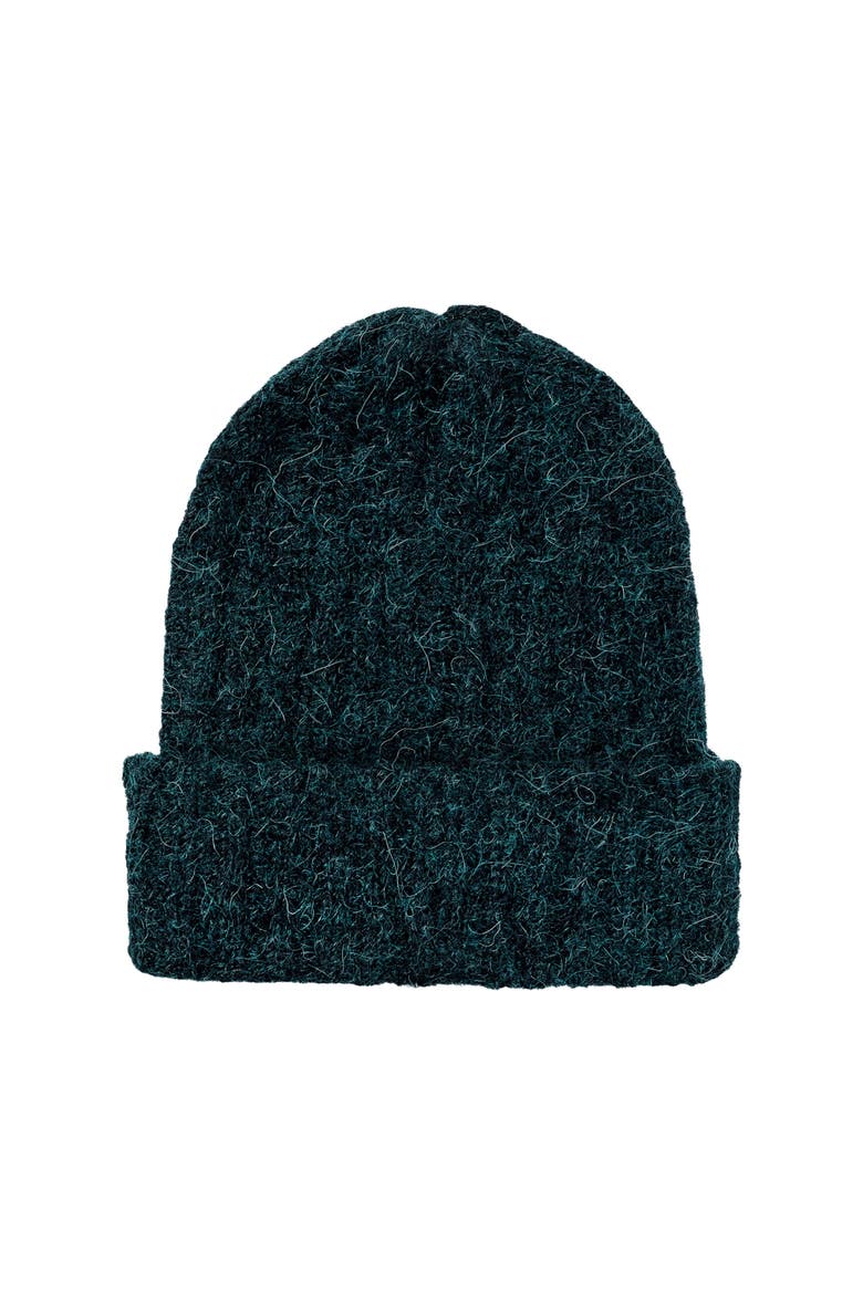 Upcycled Alpaca Wool Chunky Rib Beanie, Main, color, Emerald