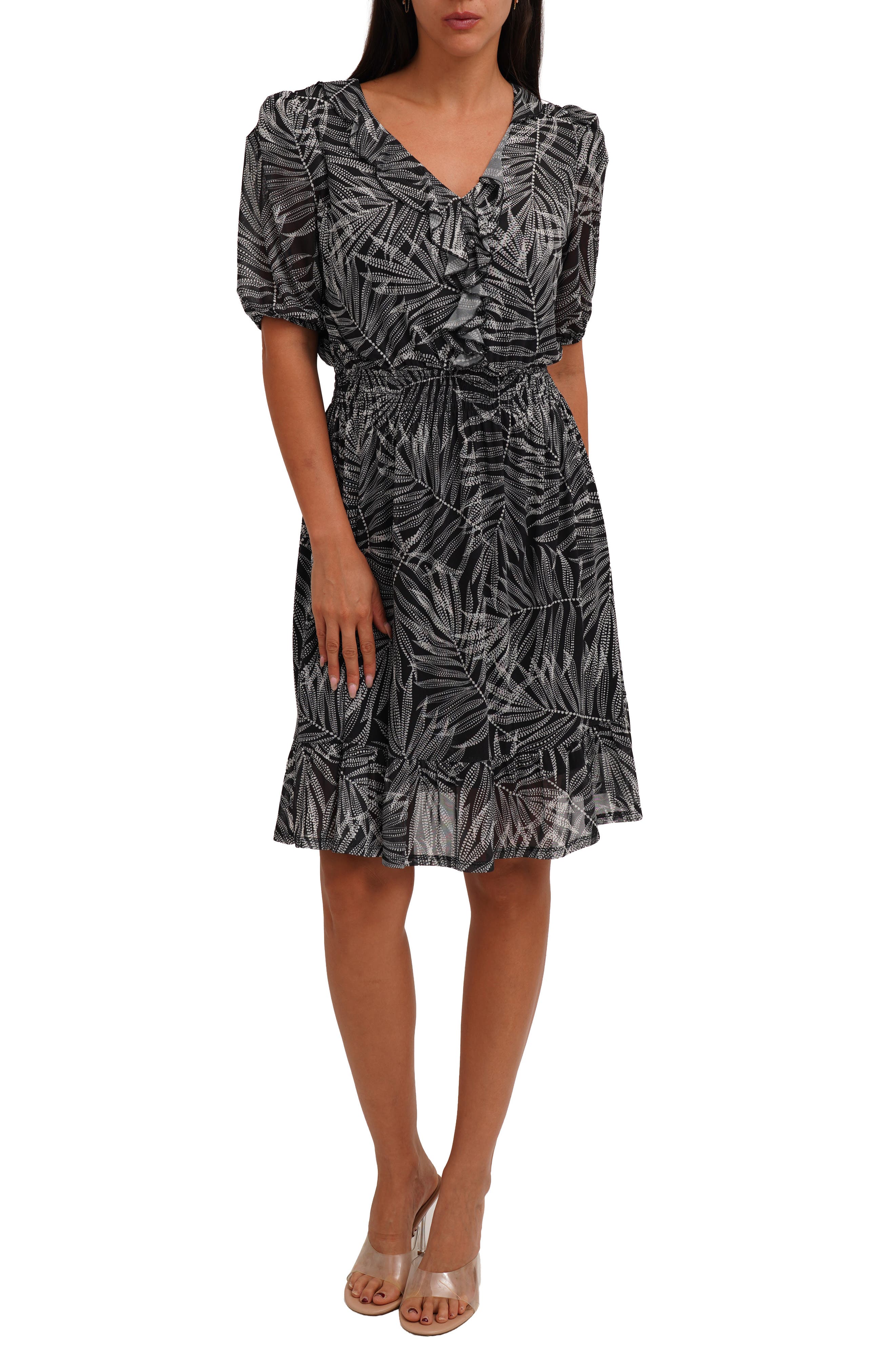 CYRUS Ruffle Trim Mesh Dress