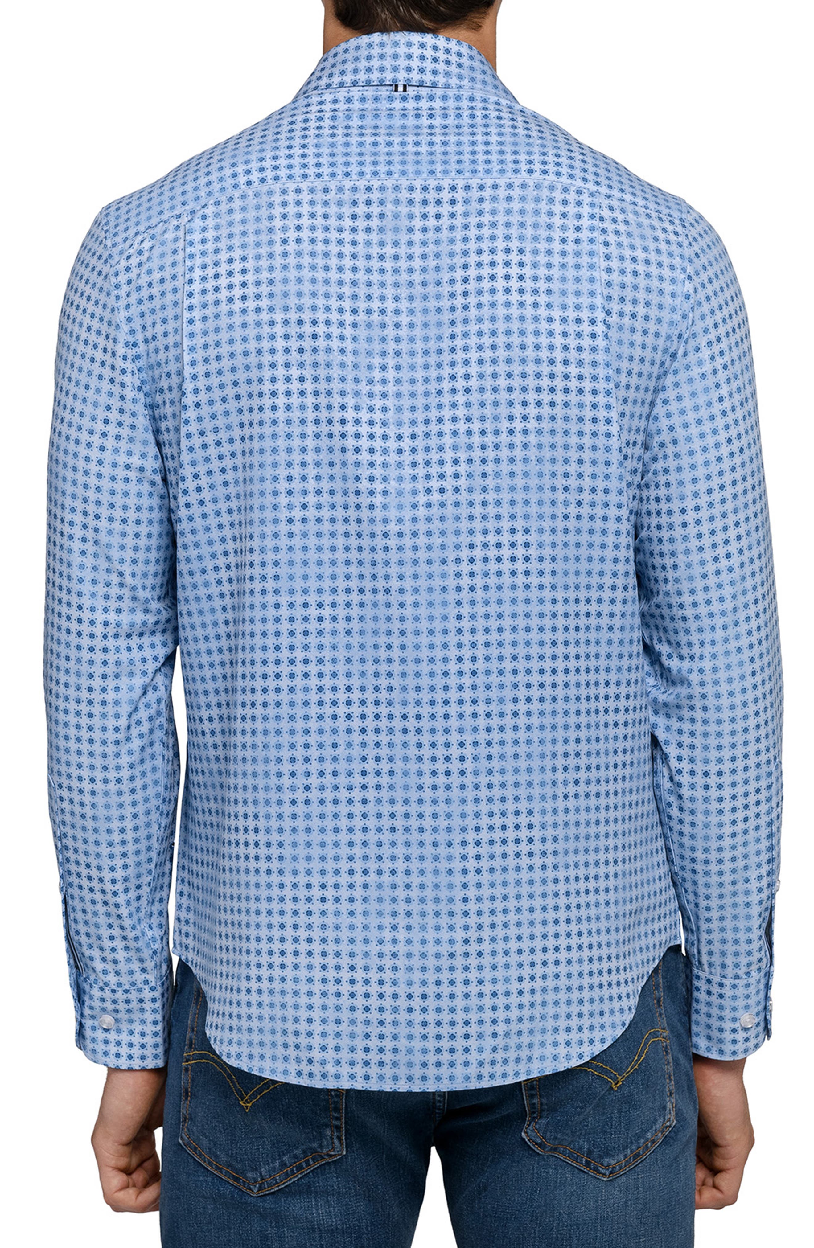 Faded Dot Print Woven Long Sleeve Basic - image 2