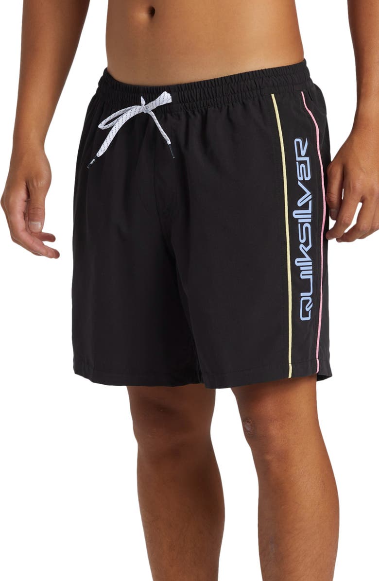Quiksilver Everyday Vert Volley Swim Trunks, Alternate, color, Black.