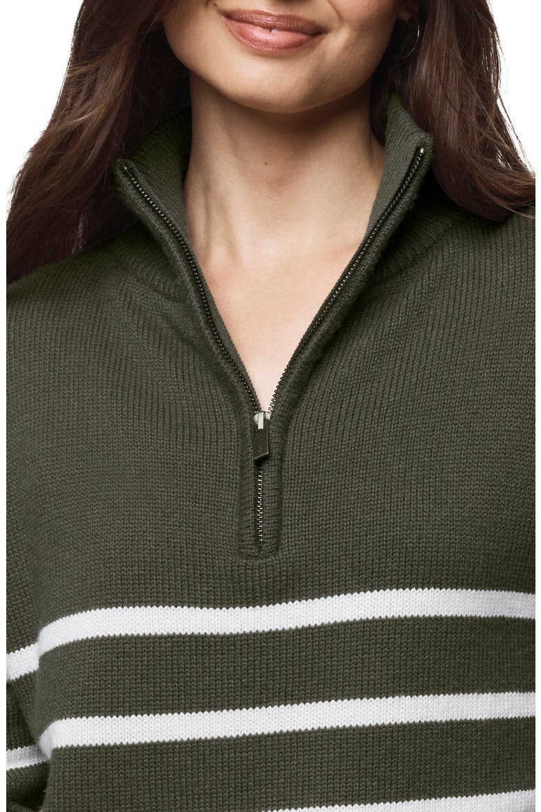 Georgie Stripe Oversize Quarter Zip Sweater, Alternate, color, GRN SPRCE/P OAK