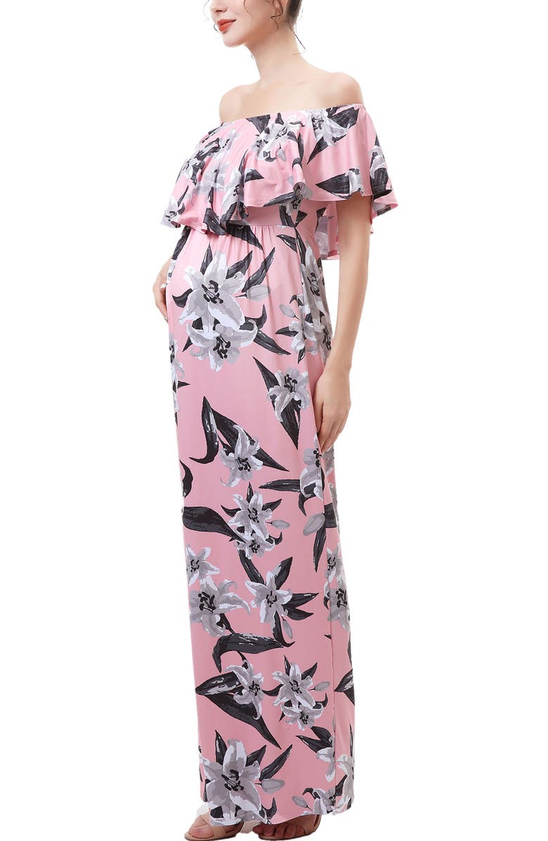 Kimi & Kai Artemis Off the Shoulder Maternity Nursing Maxi Dress, Alternate, color, Multicolored