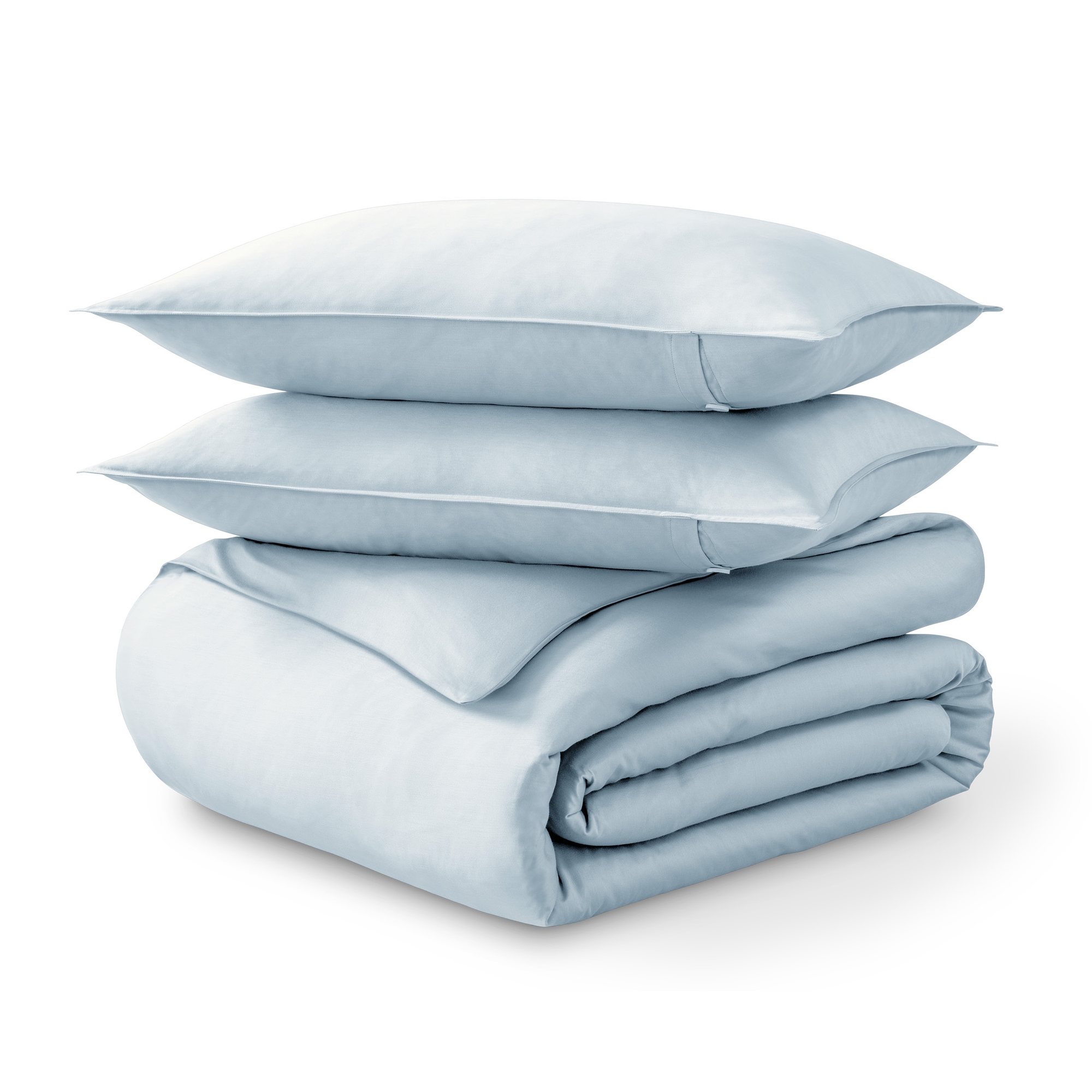 Bare Home 400 Thread Count Organic Cotton Sateen Duvet Cover and Sham Set - Winter Blue, Queen