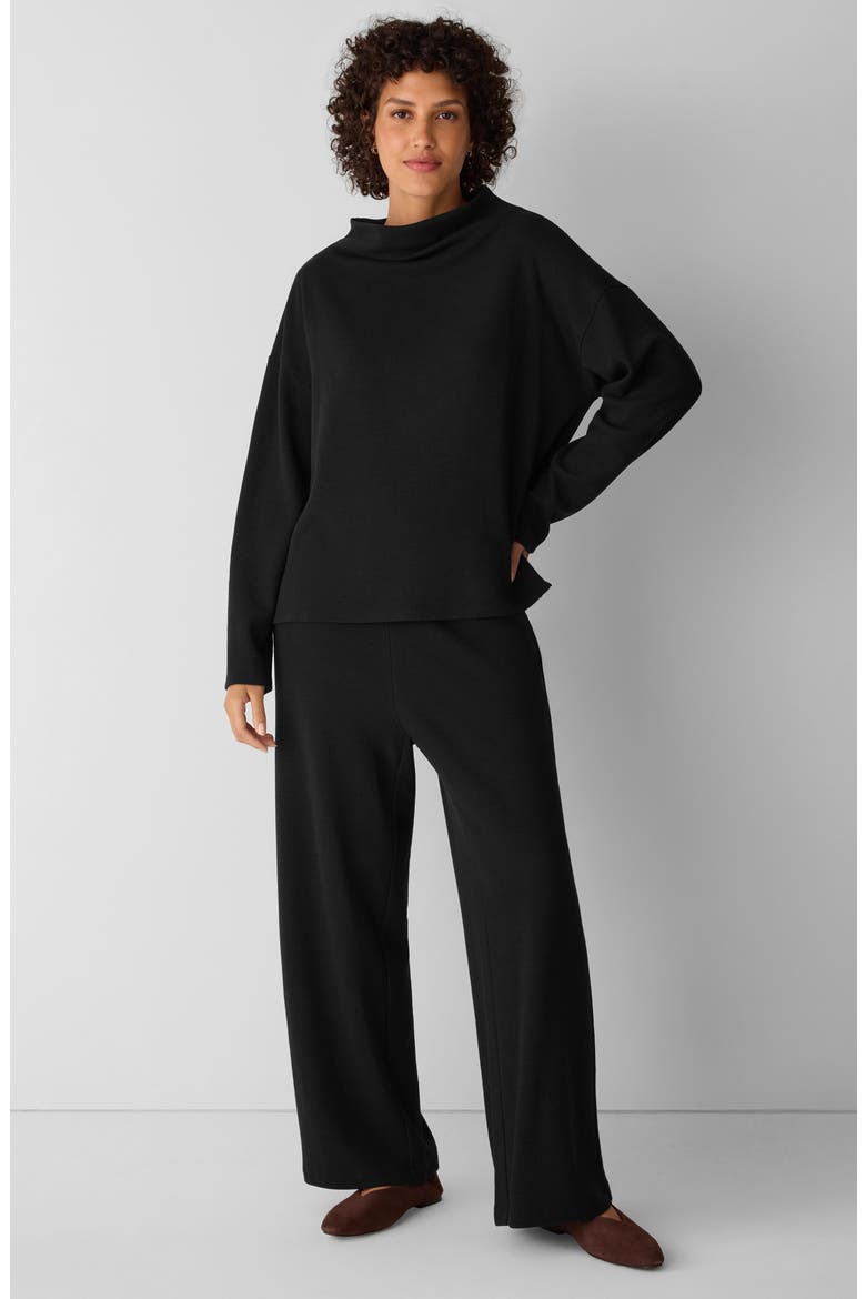 Organic Cotton Blend Ankle Wide Leg Drawstring Pants, Alternate, color, BLACK