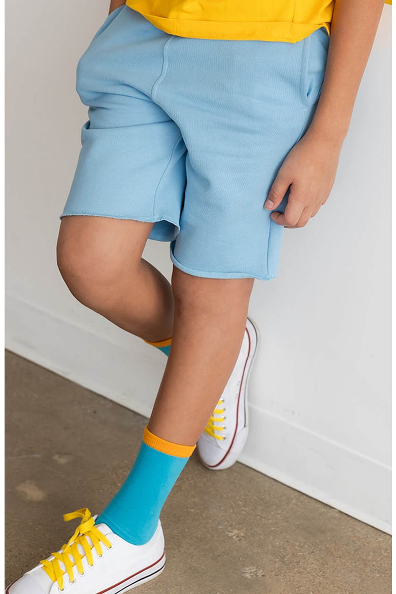 Organic Cotton Fleece Knee Shorts, Alternate, color, Chambray