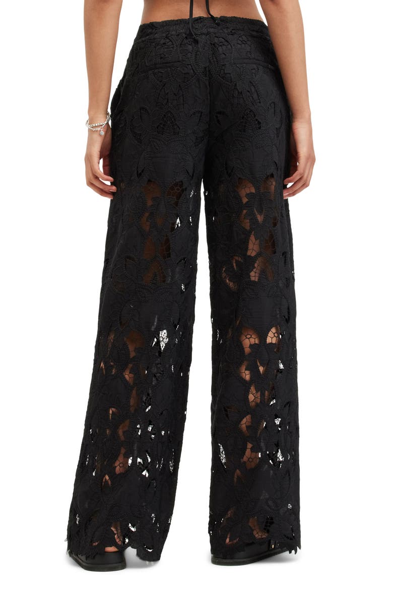 Charli Embroidered Wide Leg Pants, Alternate, color, BLACK