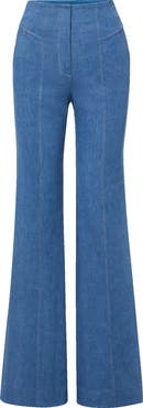 Veronica Beard Frenkle Topstitch Detail Cotton Blend Pants
