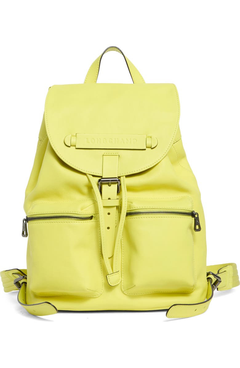 Longchamp 3D Medium Leather Backpack, Main, color, Neon