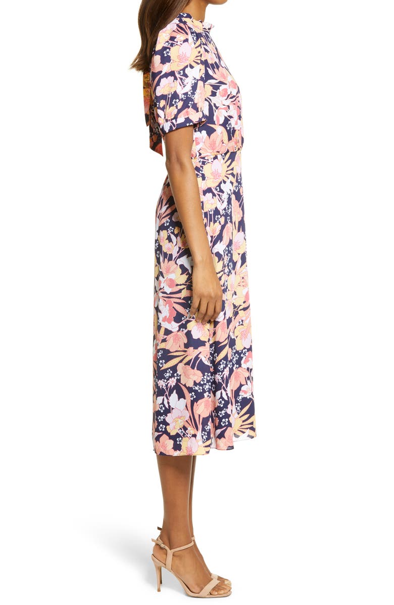 Julia Jordan Floral Puff Sleeve Midi Dress, Alternate, color, 