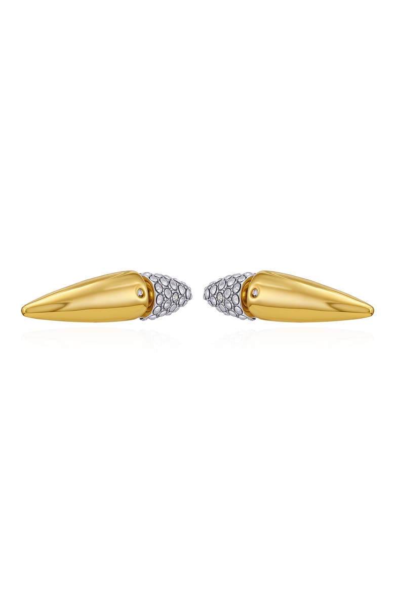 Pavé Crystal Spike Front/Back Earrings, Main, color, GOLDTONE