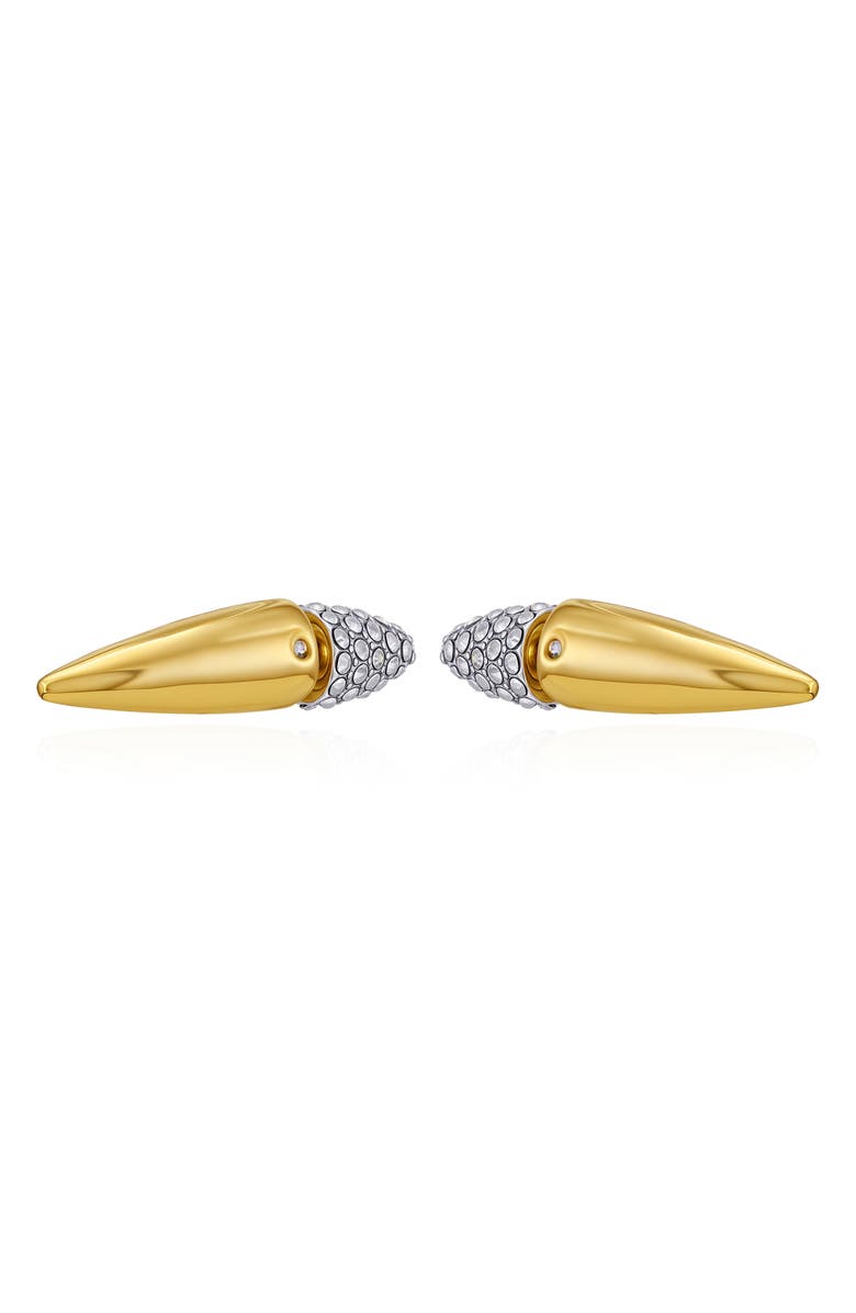 Vince Camuto Pavé Crystal Spike Front/Back Earrings, Main, color, Goldtone