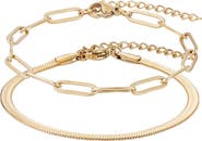Adornia Set of 2 18K Gold Plated Chain Bracelets