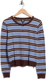 Bobeau Buttoned Striped Cardigan