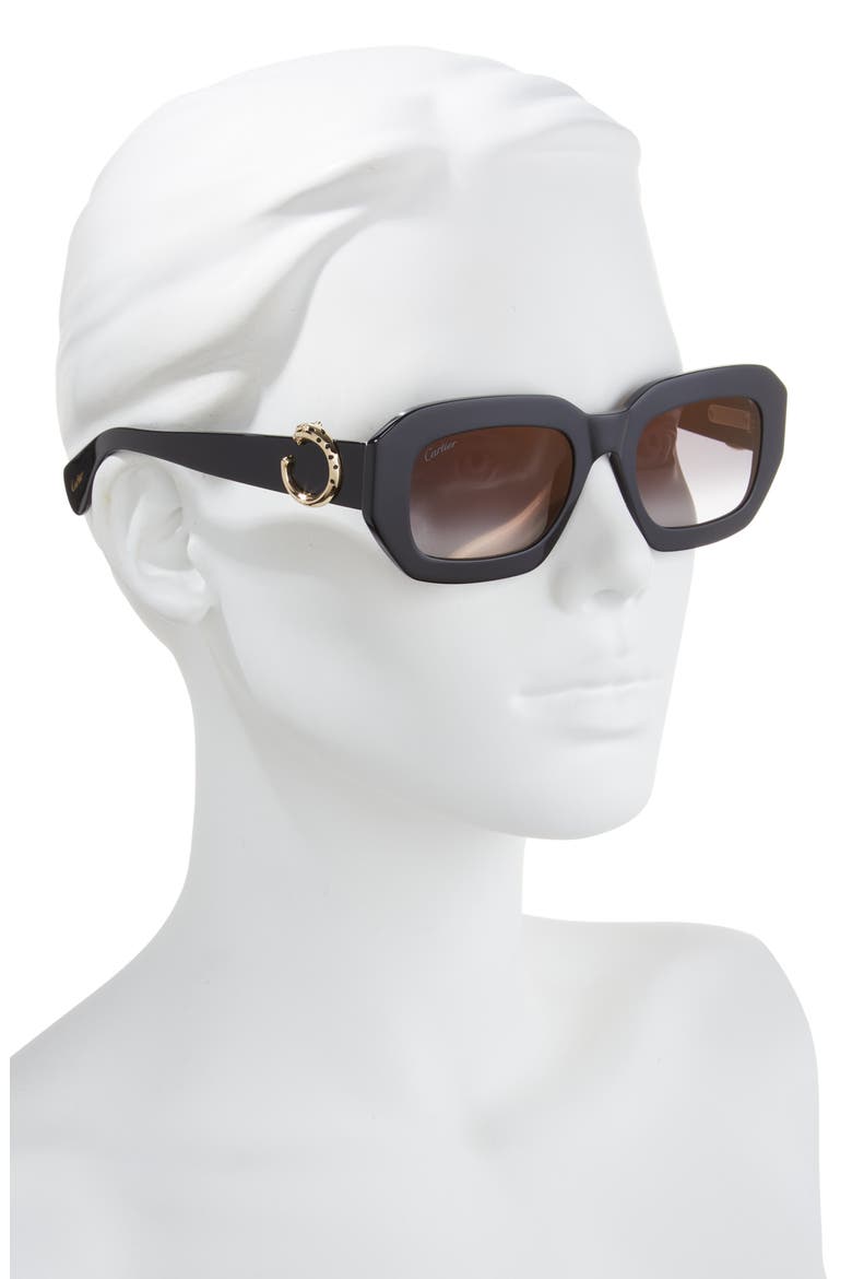 52mm Square Sunglasses, Alternate, color, BLACK