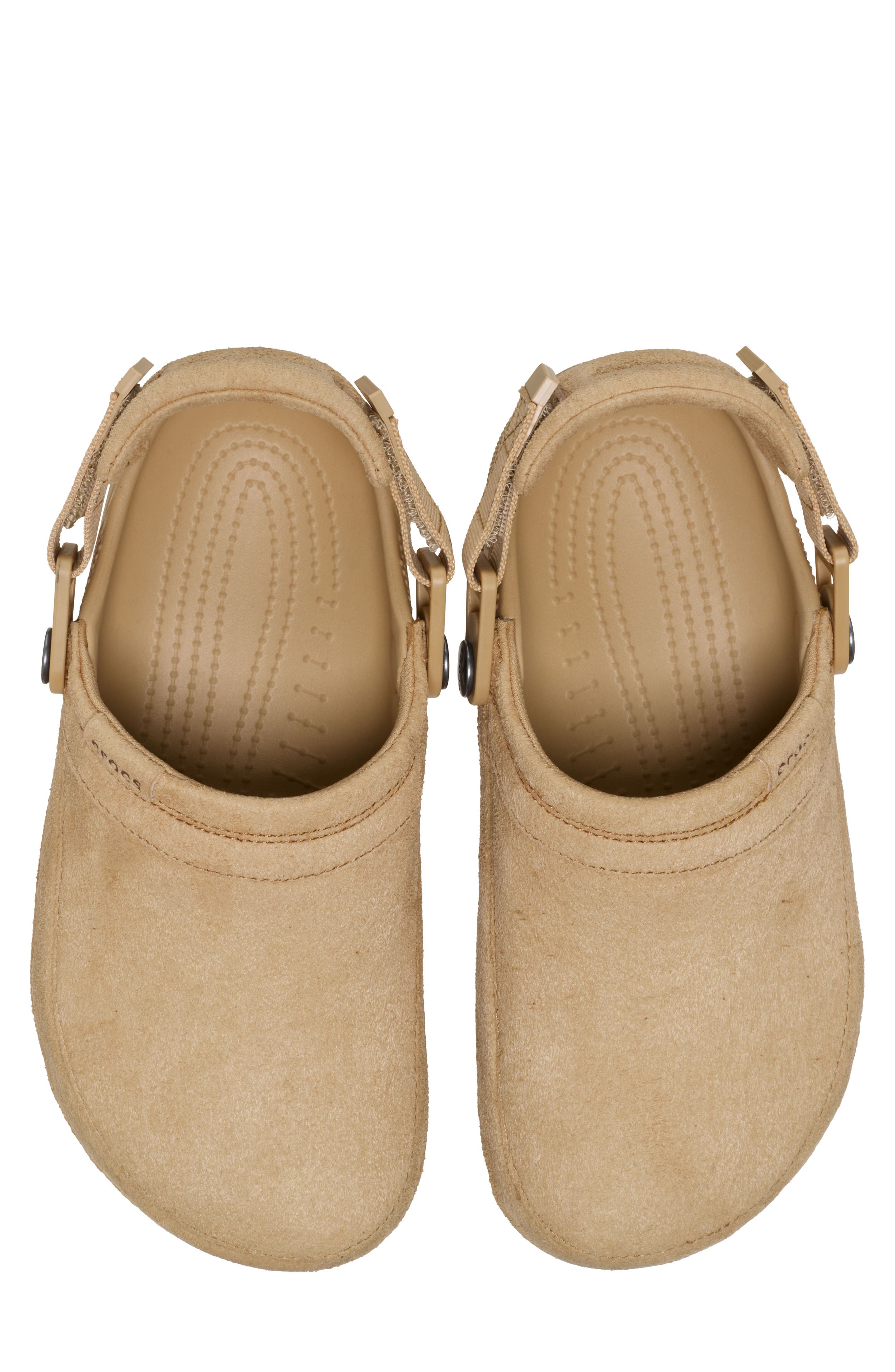 CROCS Classic Crafted Faux Suede Clog, Alternate, color, Cashew