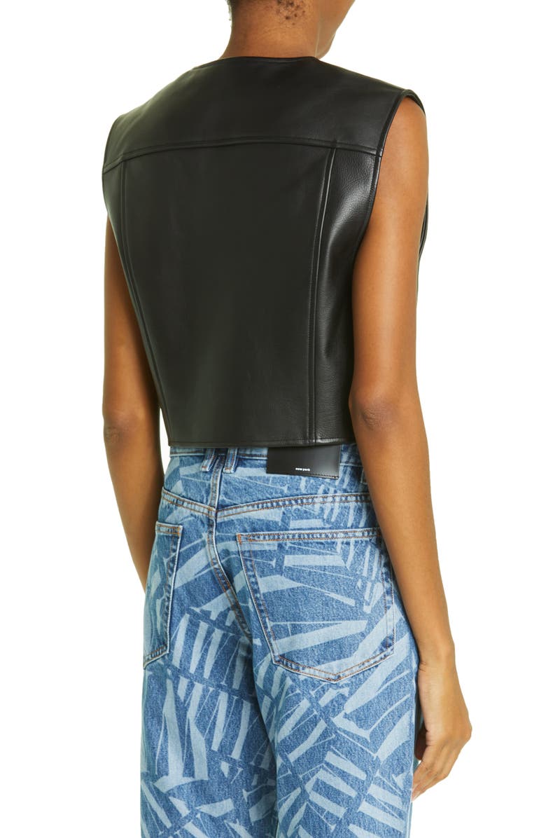 Alexander Wang Tailored Crop Leather Vest, Alternate, color, 