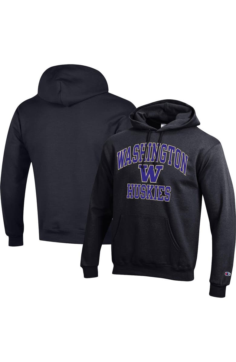 Champion Men's Champion Black Washington Huskies High Motor Pullover Hoodie, Main, color, Black