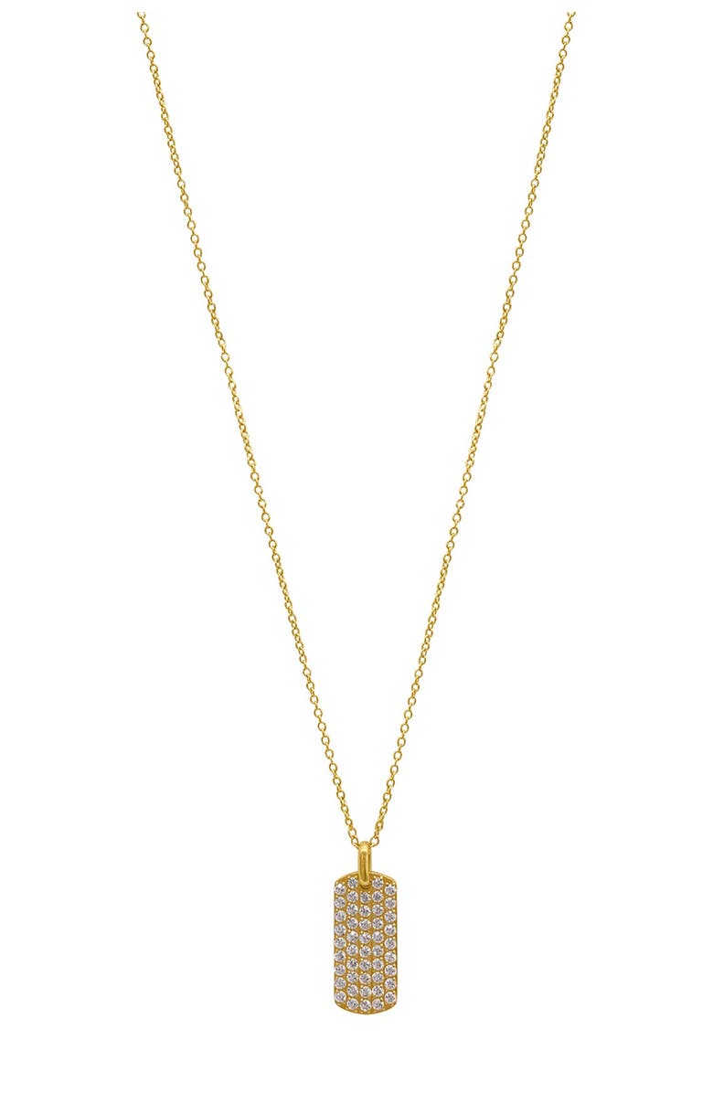 Adornia 14K Gold Plated Pavé Crystal Dog Tag Pendant Necklace, Main, color, 