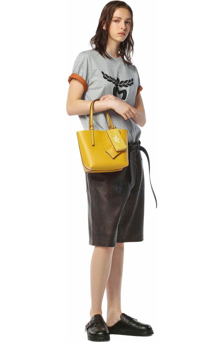 MCM Himmel Shopper in Embossed Logo Leather, Alternate, color,