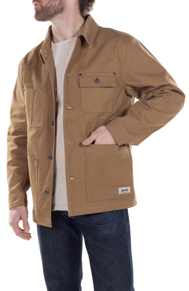 Schott NYC Cotton Canvas Jacket, Alternate, color, Khaki