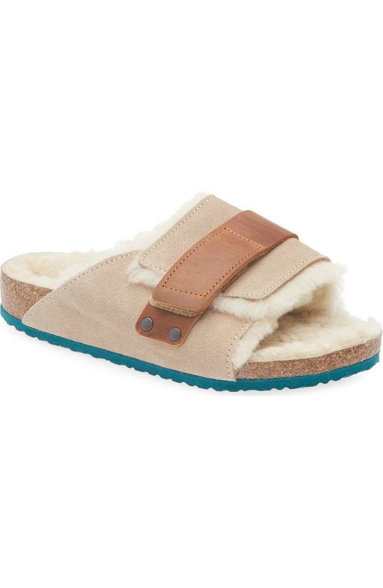 Birkenstock Kids' Kyoto Genuine Shearling Lined Slide Sandal, Main, color, Beige
