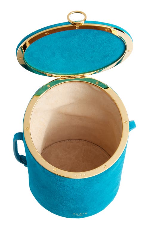 Alaïa Small La Canette Suede Crossbody Bag In Blue