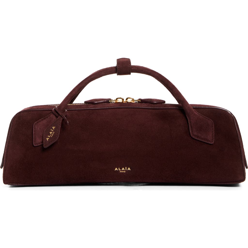 Alaïa Le Teckel Suede Clutch In Rouge Grenat