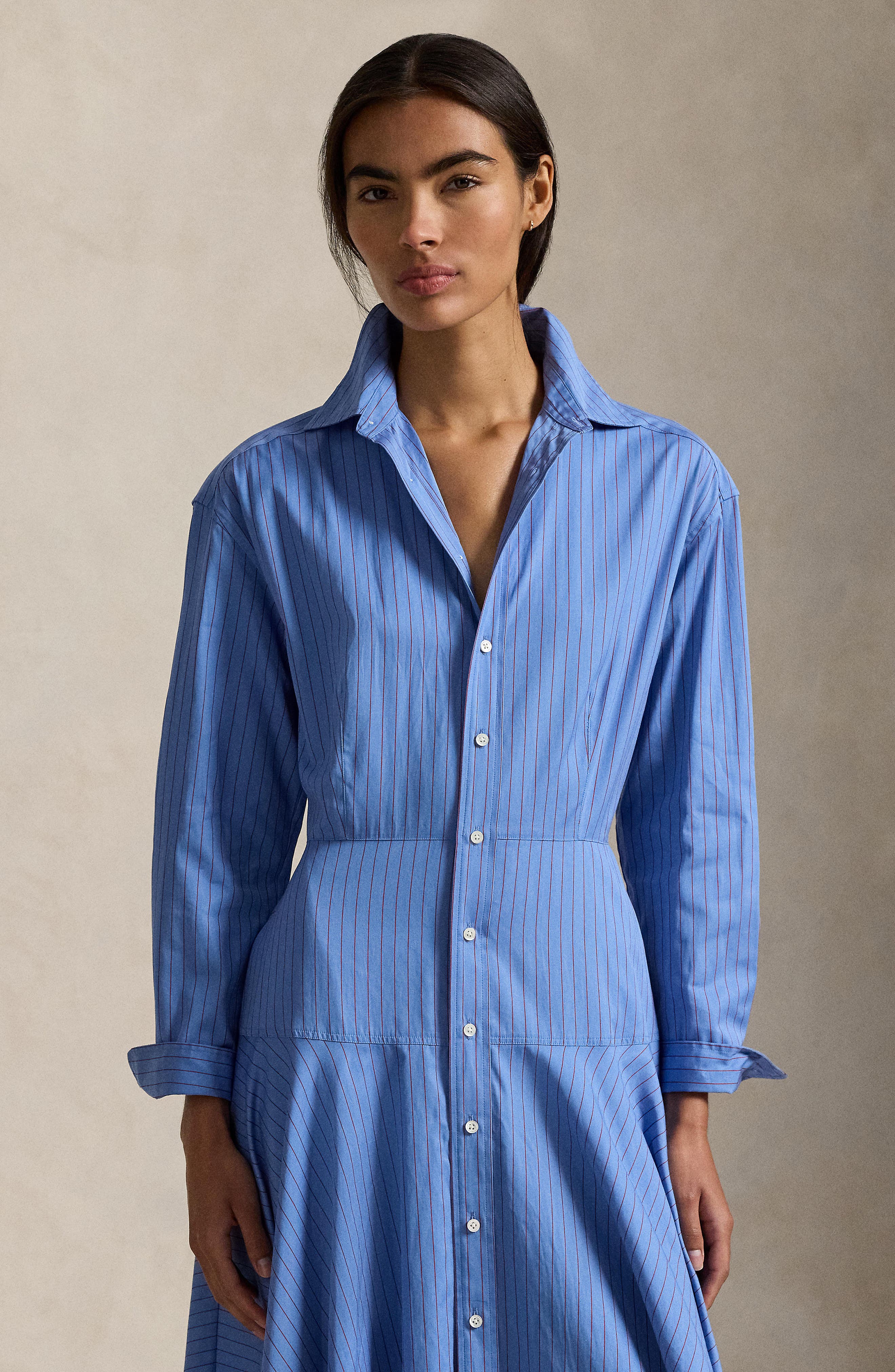 blue striped button up dress Cupshe Blue Striped V-Neck Flutter Sleeve Mini Dress - Blue