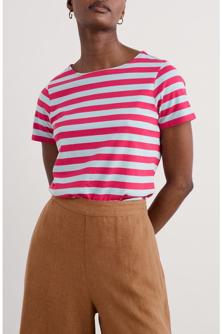 Sailor Stripe Organic Cotton T-Shirt, Main, color, SCALLION RASPBERRY