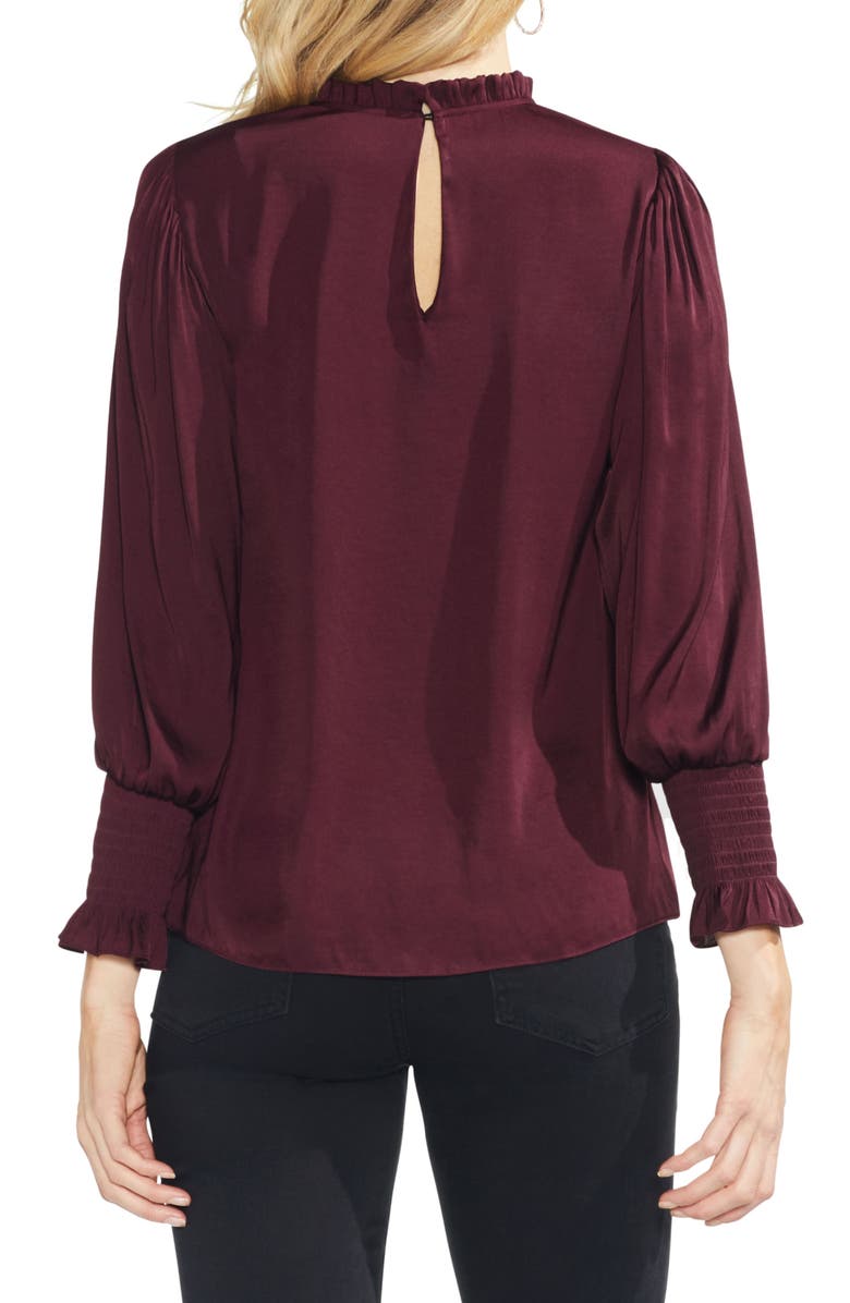 Vince Camuto Ruffle Neck Satin Blouse, Alternate, color,