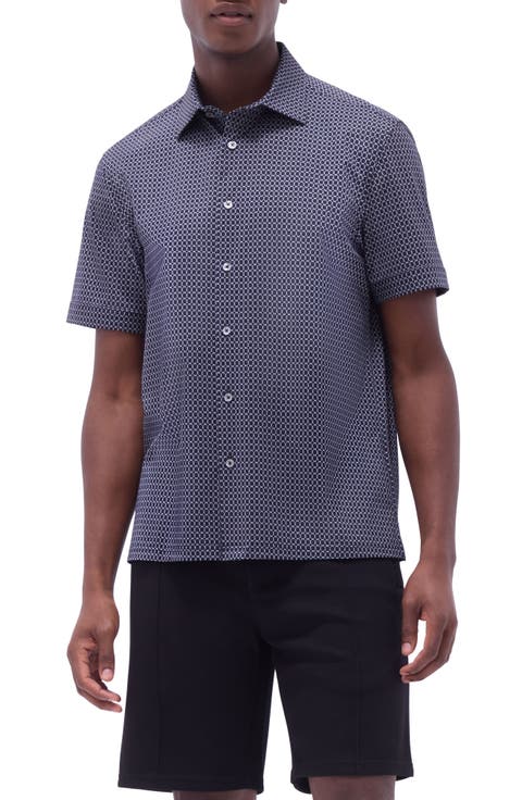 Milo OoohCotton® Geo Print Short Sleeve Button-Up Shirt