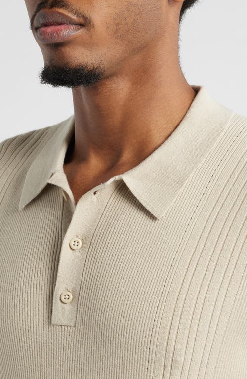 Open Edit Rib Polo Sweater In Beige Birch