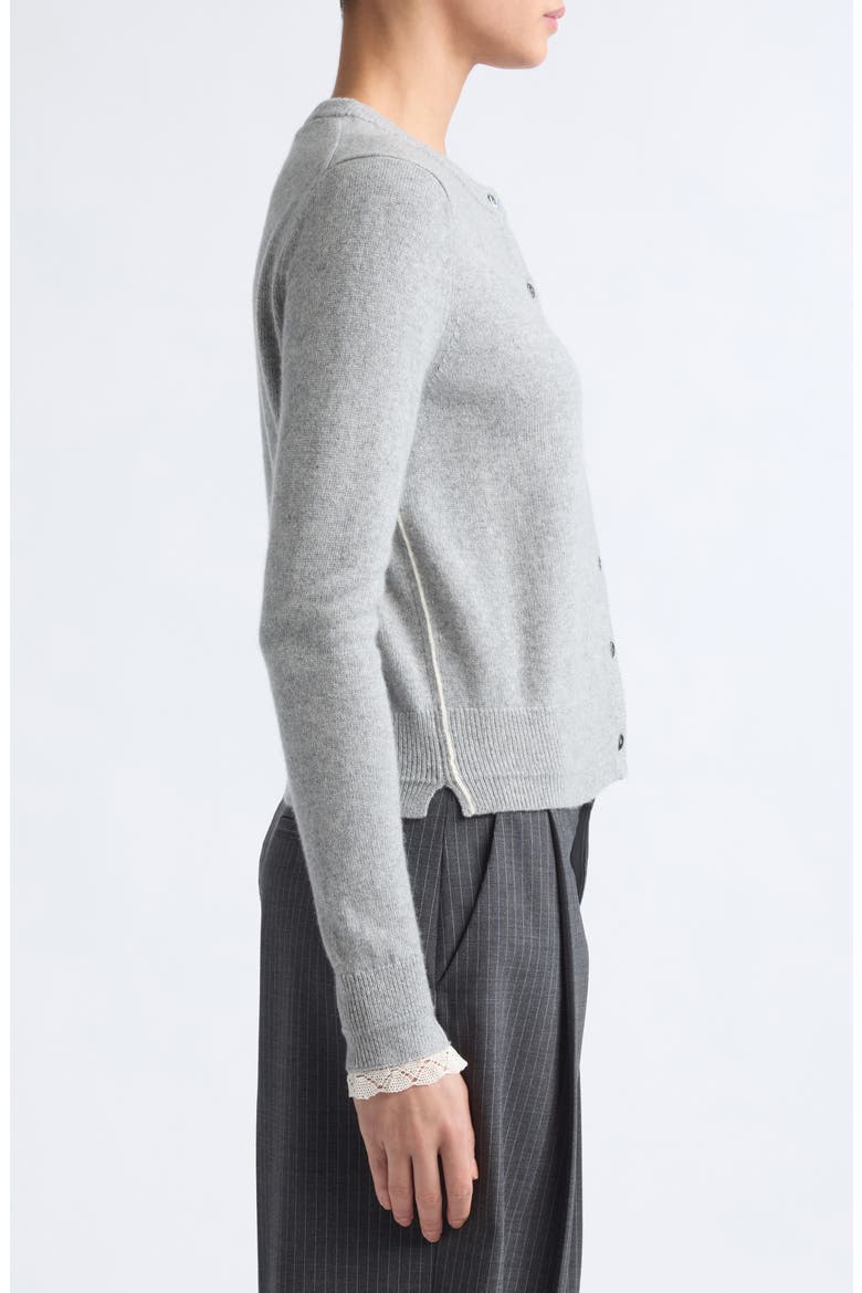 Lace Trim Recycled Cashmere Blend Cardigan, Alternate, color, GREY LACE