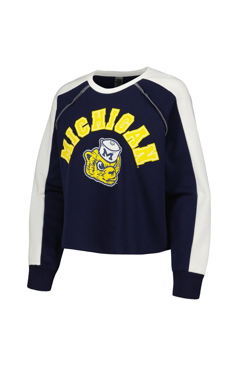 GAMEDAY COUTURE Women's Gameday Couture Navy Michigan Wolverines Blindside Raglan Cropped Pullover Sweatshirt, Alternate, color, Navy