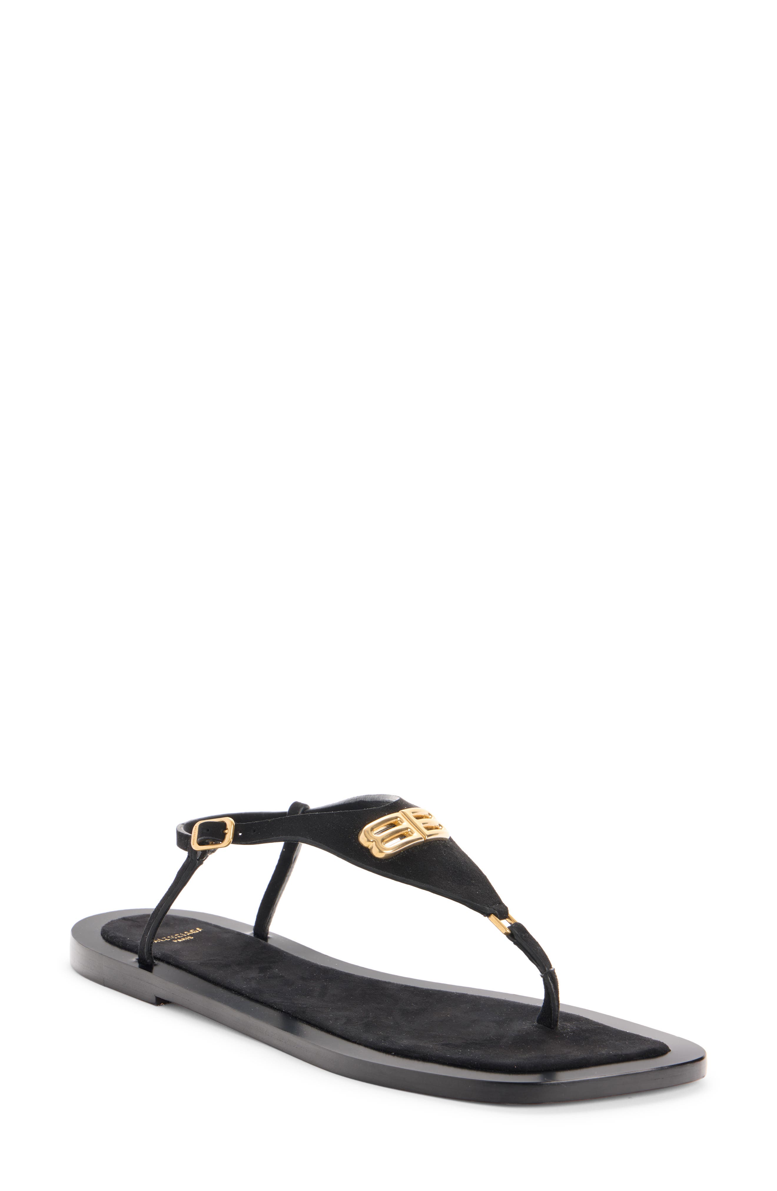 Balenciaga Riva Thong Sandal, Main, color, Black