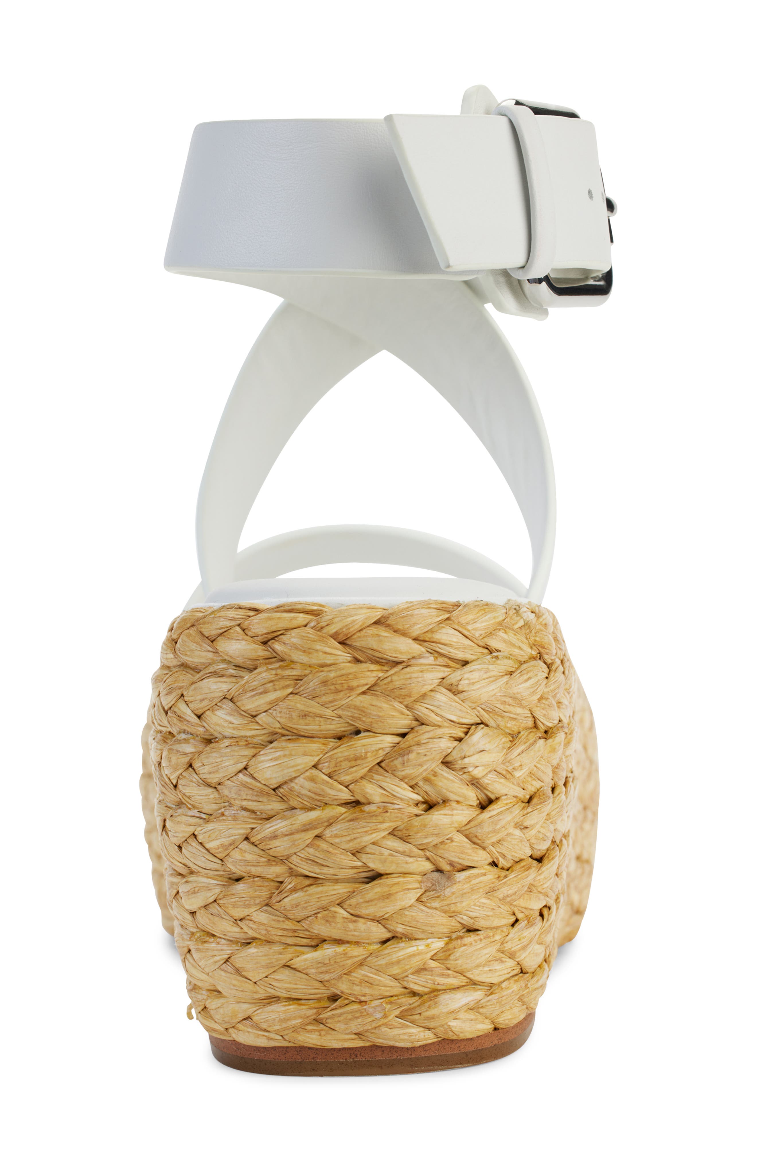 PURE Donna Karan Lolah Ankle Strap Raffia Platform Sandal, Alternate, color, Optic Whit